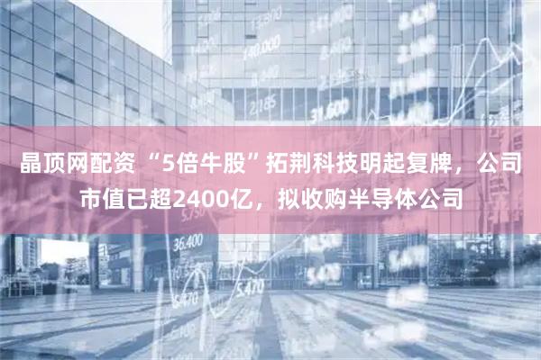 晶顶网配资 “5倍牛股”拓荆科技明起复牌,公司市值已超2400亿,拟收购半导体公司